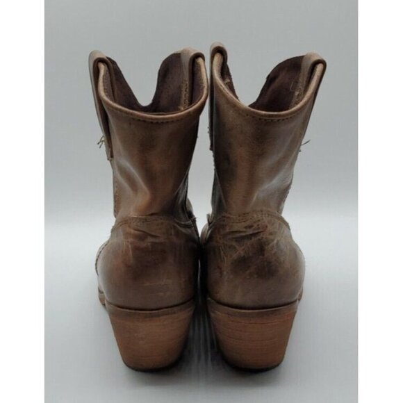 Corral Womens Brown Tan Distressed Leather Western Cowboy Ankle Boots Sz 7 - Picture 5 of 13